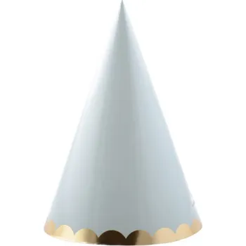 Karnevalový doplněk Paper Design Čepička papírová zelenomodrá se zlatým lemováním 6ks