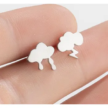 Souprava šperků Pusety mraky a blesky a déšť chirurgická ocel - Povrchová úprava Bez galvanizace VL 350