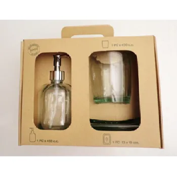 Sklenice koupelnová sada z recyklovaného skla BUBBLES hladká (balení obsahuje 1box)|Vidrios San Miguel|Recycled Glass