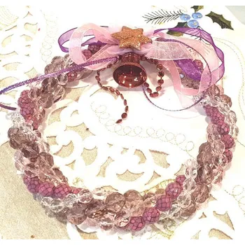 Vánoční dekorace Vánoční korálkový věnec Ø 18cm - fialová