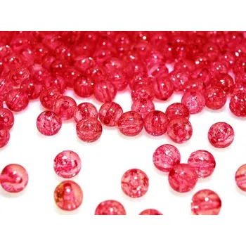 Dětské navlékací korálky Plastové korálky kraklované - červená > Ø8mm (50ks)