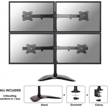 Počítač NEOMOUNTS 10-27 Inch - Flat screen desk mount - Clamp a Stand - 4 Screens - Black (NM-D335D4BLACK)