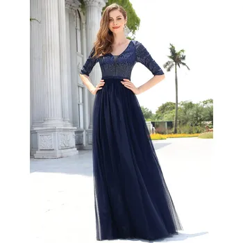 Dámské šaty Ever Pretty plesové modré šaty s flitry 0878 Velikost: M / 38 / 06 / 10