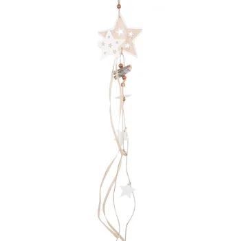 Vánoce Dřevěná hvězda s ozdobou na zavěšení 66 cm 5583
