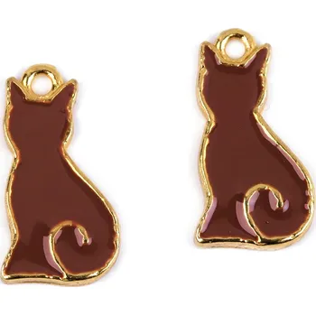 Přívěsek Kovový přívěsek / taháček na zip kočka, barva 3 (B81589) béžová tm.