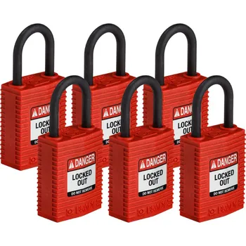 Visací zámek Nylonový zámek s nylonovým okem SafeKey kompakt,červená,6 ks