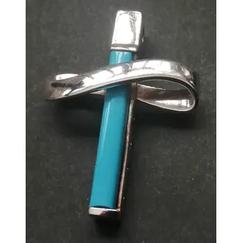 Přívěsek Kříž s tyrkysem - stříbrný přívěsek