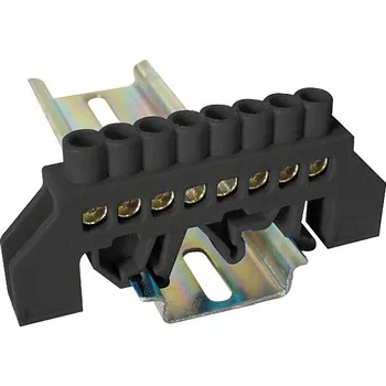 Tracon NPE-BK6-8 Můstek na neutrální a ochranné vodiče (N/PE), černý 230/400VAC, 63A, 6×9mm, 8P, IP20 (Tracon NPE-BK6-8)