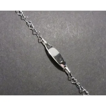 Řetízek Srdíčkový řetízek s oválnou ploškou uprostřed - 18cm dlouhý