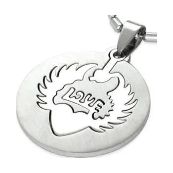 Přívěsek Kruh s nápisem love - ocelový přívěsek