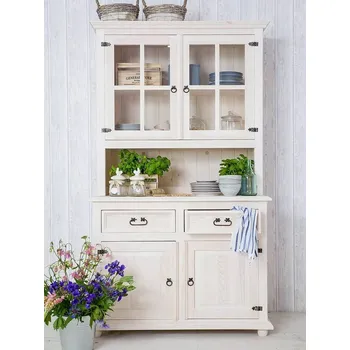 Knihovna Rustikální kredenc WHITE HOME VIT05 Barevné provedení: Bílý vosk K17 - hnědý vosk K15