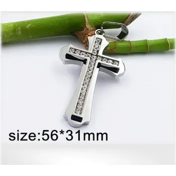 Přívěsek Velký ocelový kříž - 56x31mm - přívěsek