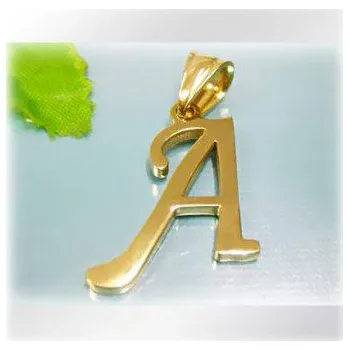 Přívěsek Písmeno A ve zlaté barvě - ocelový přívěsek