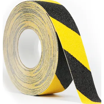 Výstražná páska Heskins Protiskluzová páska hrubé zrno 50 mm x 18,3 m černá/žlutá