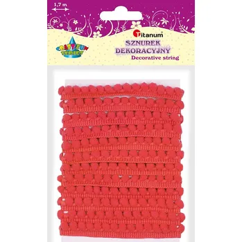 Stuha Titanum Textilní provázek s bambulkami, červený, 1,7m