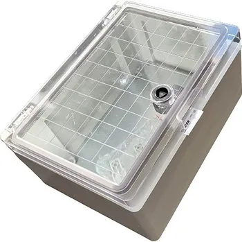 Rozvaděč Tracon TME282113T Plastová rozvodná skříň, s průhl. dvířky H×W×D=280×210×130mm, IP65, IK10, 1000V AC/DC, RAL7035 (Tracon TME282113T)