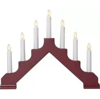 Vánoční světelná dekorace STAR 286-15-1 ADA červený dřevěný svícen 230V