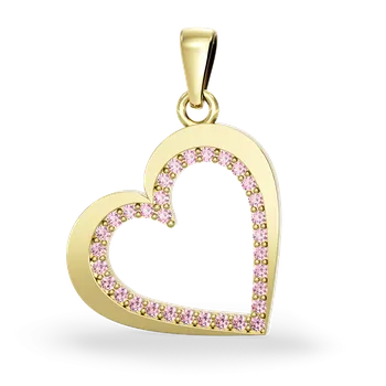 Přívěsek SOLUNA Půvabný zlatý přívěsek GLOSSY s růžovými zirkony srdce žluté zlato