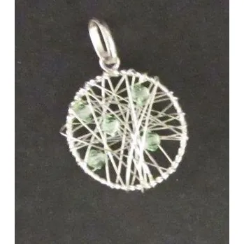 Přívěsek Opletený kruh - zelený - stříbrný přívěsek