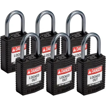 Visací zámek Nylonový zámek s hliníkovým okem SafeKey kompakt,černá,6 ks