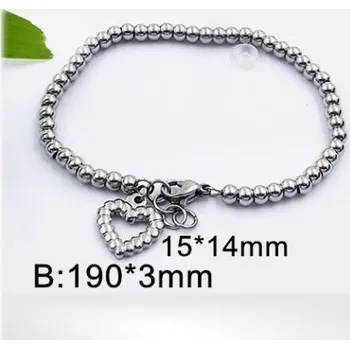 Řetízek Ocelový náramek se srdíčkem - 19cm dlouhý, 3mm široký