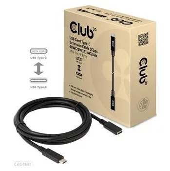 Počítač club3D Kabel USB-C USB 3.2 Gen1 USB-C ® zástrčka, USB-C ® zásuvka 1.00 m černá CAC-1531