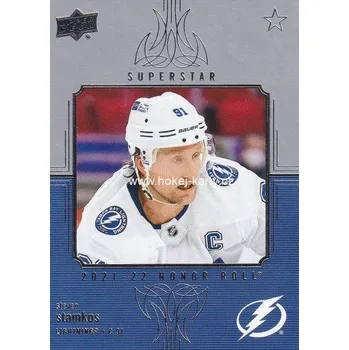 Karetní hra insert karta STEVEN STAMKOS 21-22 UD Ser. 1 Honor Roll Superstar číslo HR-27