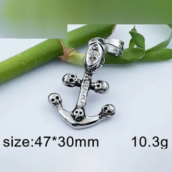 Přívěsek Kotva s lebkami - ocelový přívěsek