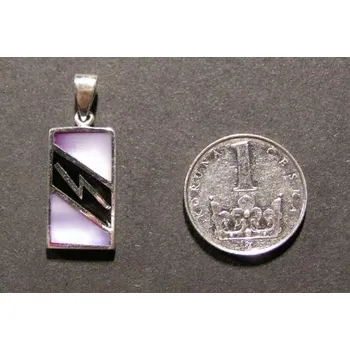 Přívěsek Obdélník s barvenou perletí (blesk) - stříbrný přívěsek