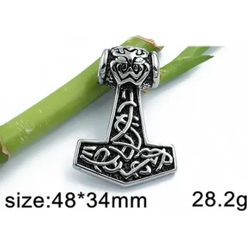 Přívěsek Thorovo kladivo 48x34mm - ocelový přívěsek