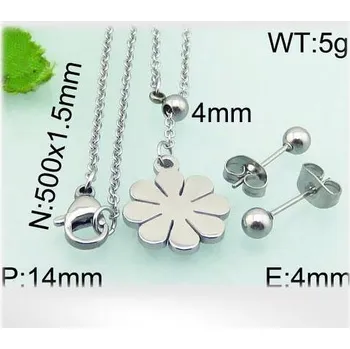 Souprava šperků Ocelový set s řetízkem, přívěskem květ a náušnicemi