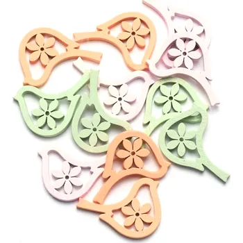 Dekorace dřevěná, PTÁČEK, mix barev, 12ks/bal.