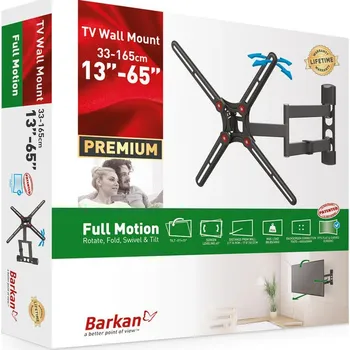 Televizní držák Barkan BM343 - 4 pohybový 75x75 až 400x400mm, pro TV 29"-65" (74-165cm), do 40kg