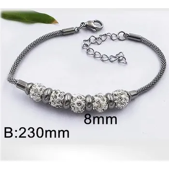 Řetízek Chirurgická ocel - náramek 23cm zdobený kuličkami s umělými kameny