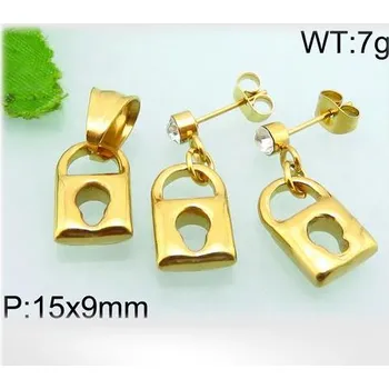 Souprava šperků Ocelový set zámek - přívěsek a náušnice