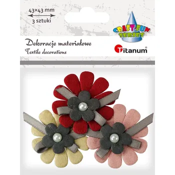 Dekorace, textil., KVĚTY S MAŠLÍ, 44 mm, 3ks/bal