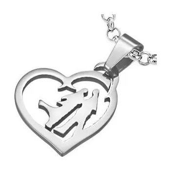 Přívěsek Dvojice v srdci - ocelový přívěsek