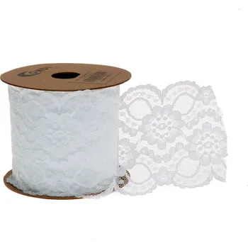 Svatební dekorace Krajková stuha syntetická 7cm x 9,1m AL102 - BÍLÁ