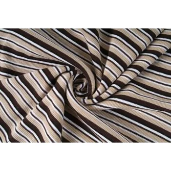 Úplet RIB, náplet, patent, hrubší žebrování, hnědý proužek, látky, metráž