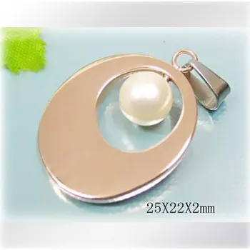 Přívěsek Děravý ovál s kuličkou - ocelový přívěsek