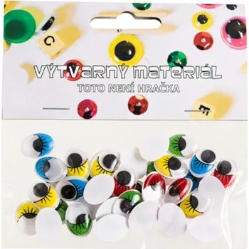 Oči s řasami barevné oválné, 40 ks