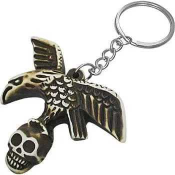 Přívěsek na klíče - lebka s dravcem