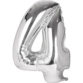 Balónek Fóliový balónek 40 cm - číslice 4 - stříbrný - 24226