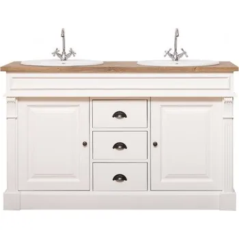 Koupelnový nábytek Skříňka pro 2 umyvadla Ava 4001 - bílá/hnědá