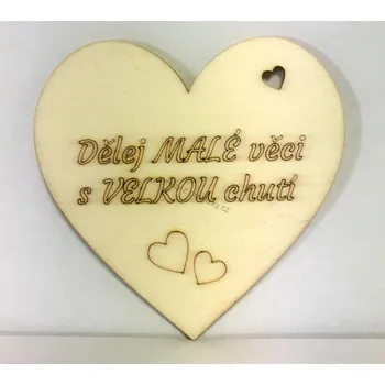 Dřevěné výřezy, srdíčko s nápisem, Malé věci.., 8x8cm, 1ks