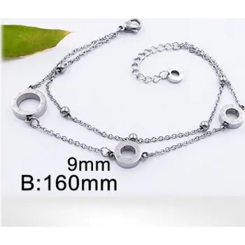 Řetízek 16cm dlouhý ocelový náramek s kroužky