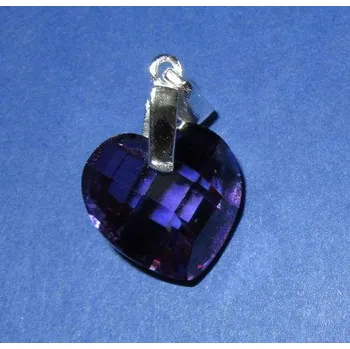 Přívěsek Fialové srdíčko - stříbrný přívěsek