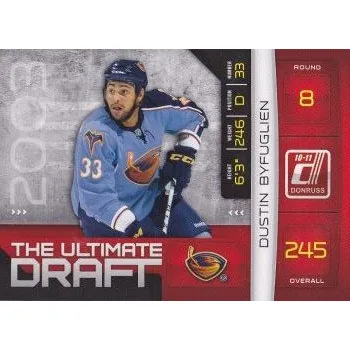 Karetní hra insert karta DUSTIN BYFUGLIEN 10-11 Donruss The Ultimate Draft číslo 27
