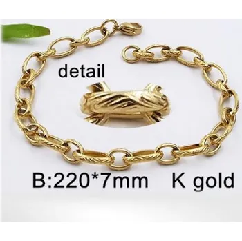 Řetízek Ocelový náramek ve zlaté barvě 22cm a 7mm