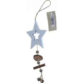 Vánoce Dřevěná dekorace, hvězda, závěs, 10cm, 1ks